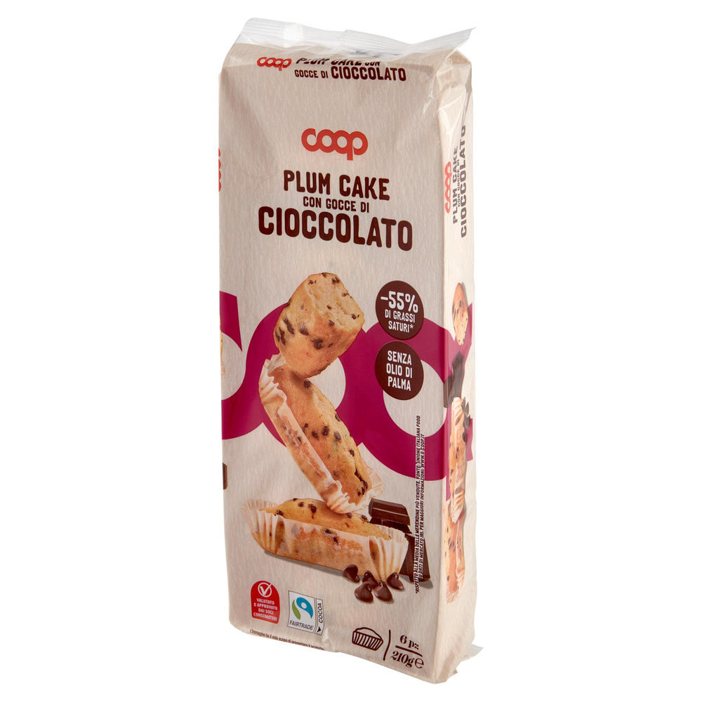 MERENDINE PLUM CAKE GOCCE DI CIOCCOLATO COOP VASCHETTA PZ.6 X G 35  NO PALMA - 2