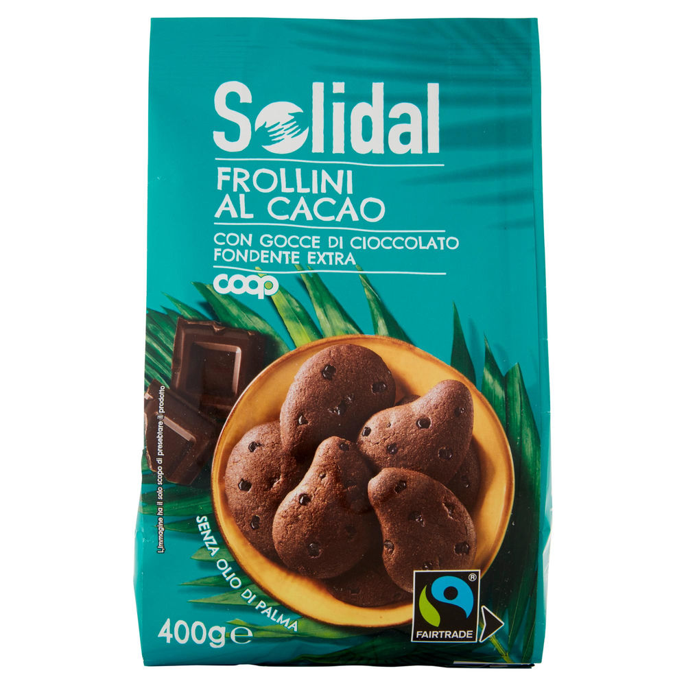 BISC.FROLL. CACAO CON GOCCE CIOCC.FOND. EXTRA COOP SOLIDAL SACC. GR.400 NO PALMA - 1