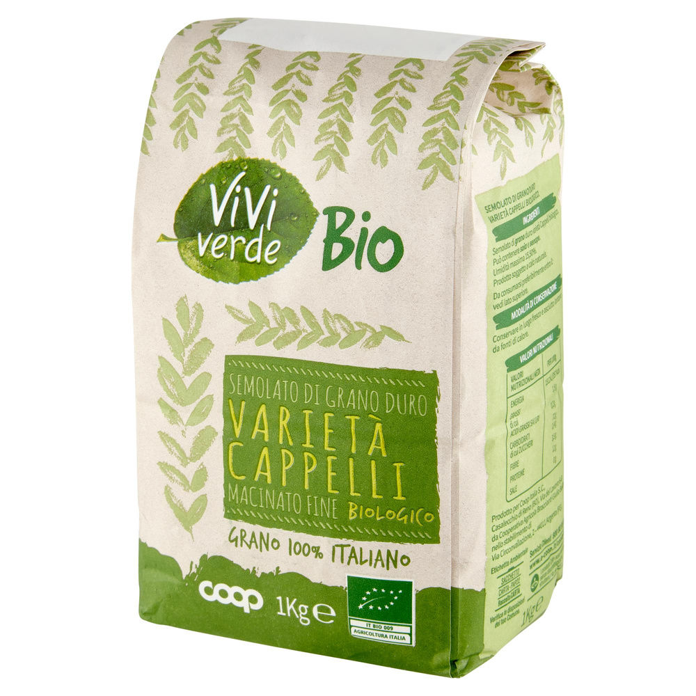 FARINA DI SEMOLATO FINE DI GRANO DURO BIO VIVI VERDE COOP VARIETÀ CAPPELLI KG 1 - 2