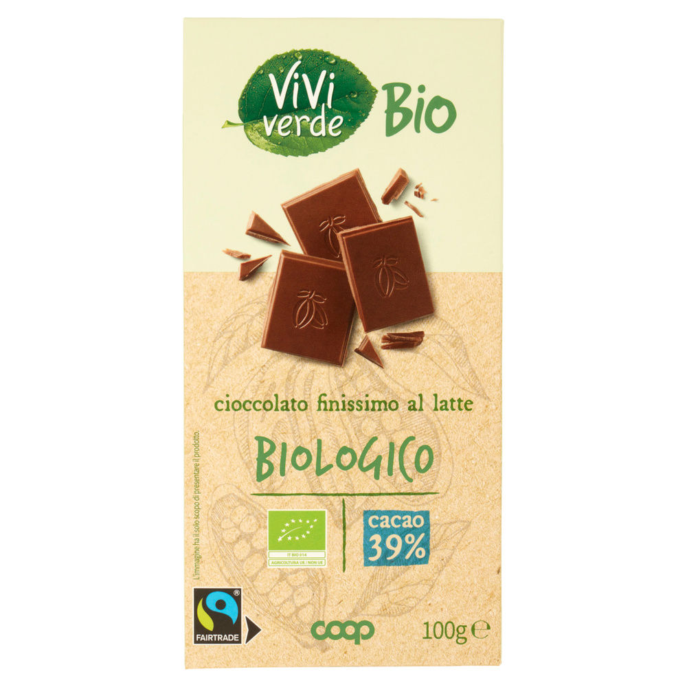 TAVOLETTA DI CIOCCOLATO FINISSIMO AL LATTE COOP VIVI VERDE BIO  G100 - 4