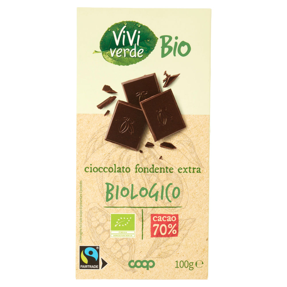 TAVOLETTA DI CIOCCOLATO FONDENTE 70% COOP VIVI VERDE BIO G100 - 2