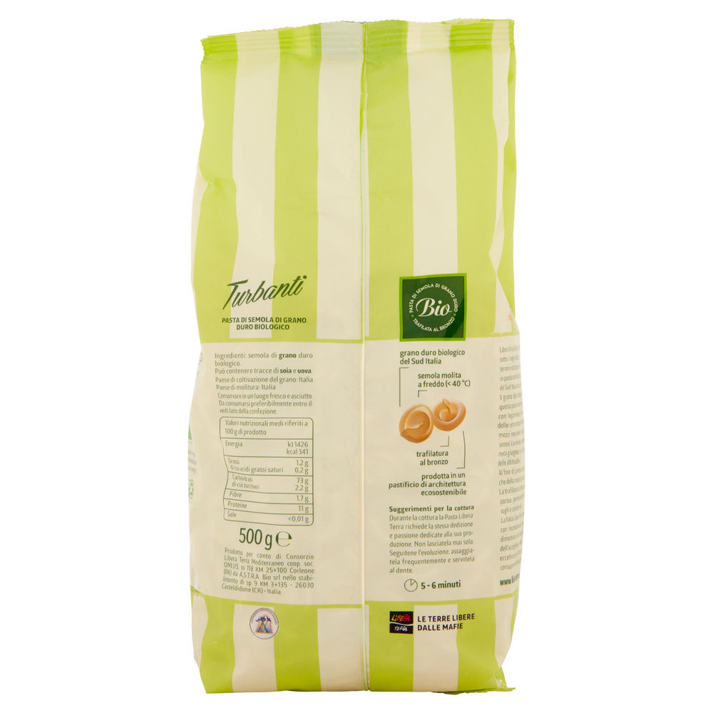 PASTA DI SEMOLA DI GRANO DURO BIOLOGICO TURBANTI LIBERA TERRA G 500 - 1
