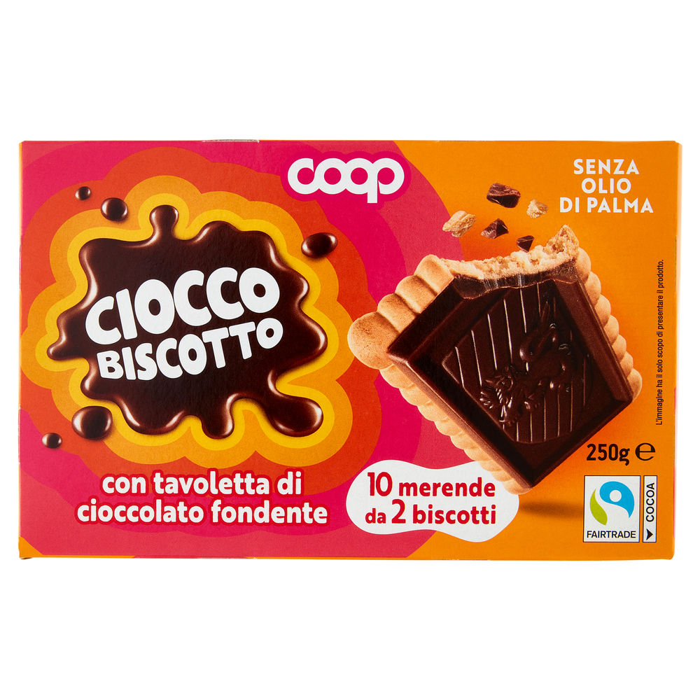 CIOCCOBISCOTTO CON TAVOLETTA DI CIOCCOLATO FONDENTE COOP G 250 NO PALMA - 0