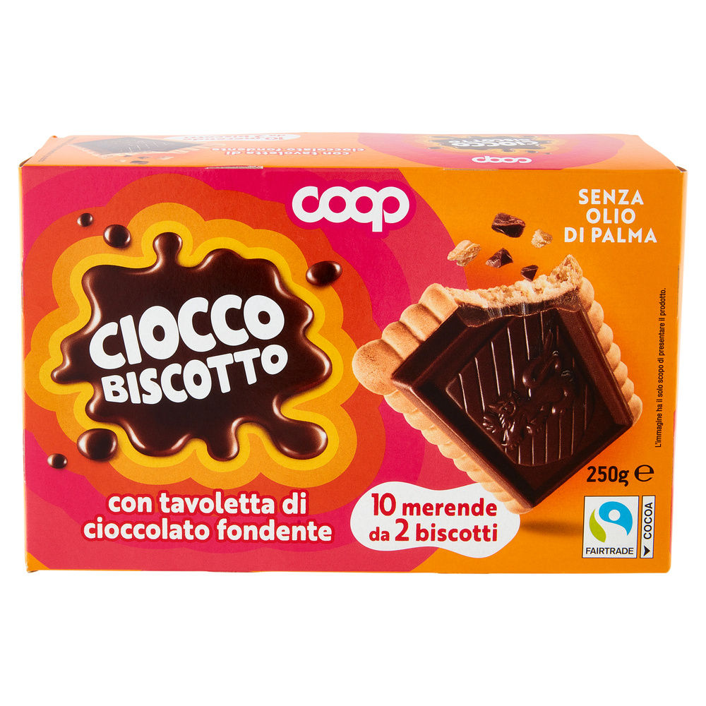 CIOCCOBISCOTTO CON TAVOLETTA DI CIOCCOLATO FONDENTE COOP G 250 NO PALMA - 2