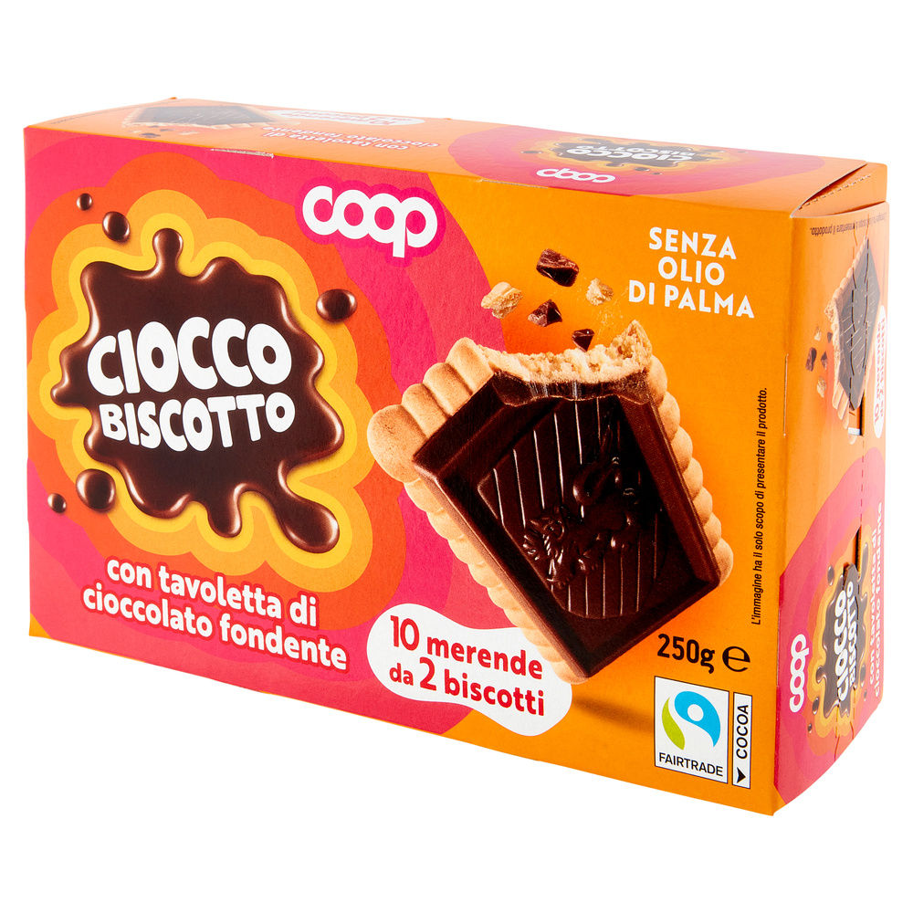 CIOCCOBISCOTTO CON TAVOLETTA DI CIOCCOLATO FONDENTE COOP G 250 NO PALMA - 6