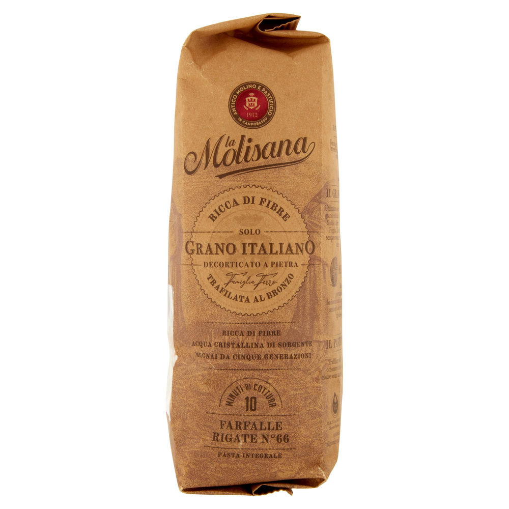 PASTA DI SEMOLA FARFALLE RIGATE INTEGRALI N.60 BRONZO LA MOLISANA G 500 - 5