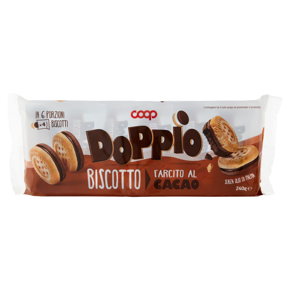 DOPPIO BISCOTTO FARCITO AL CACAO COOP MULTIPACK G 240  NO PALMA - 2