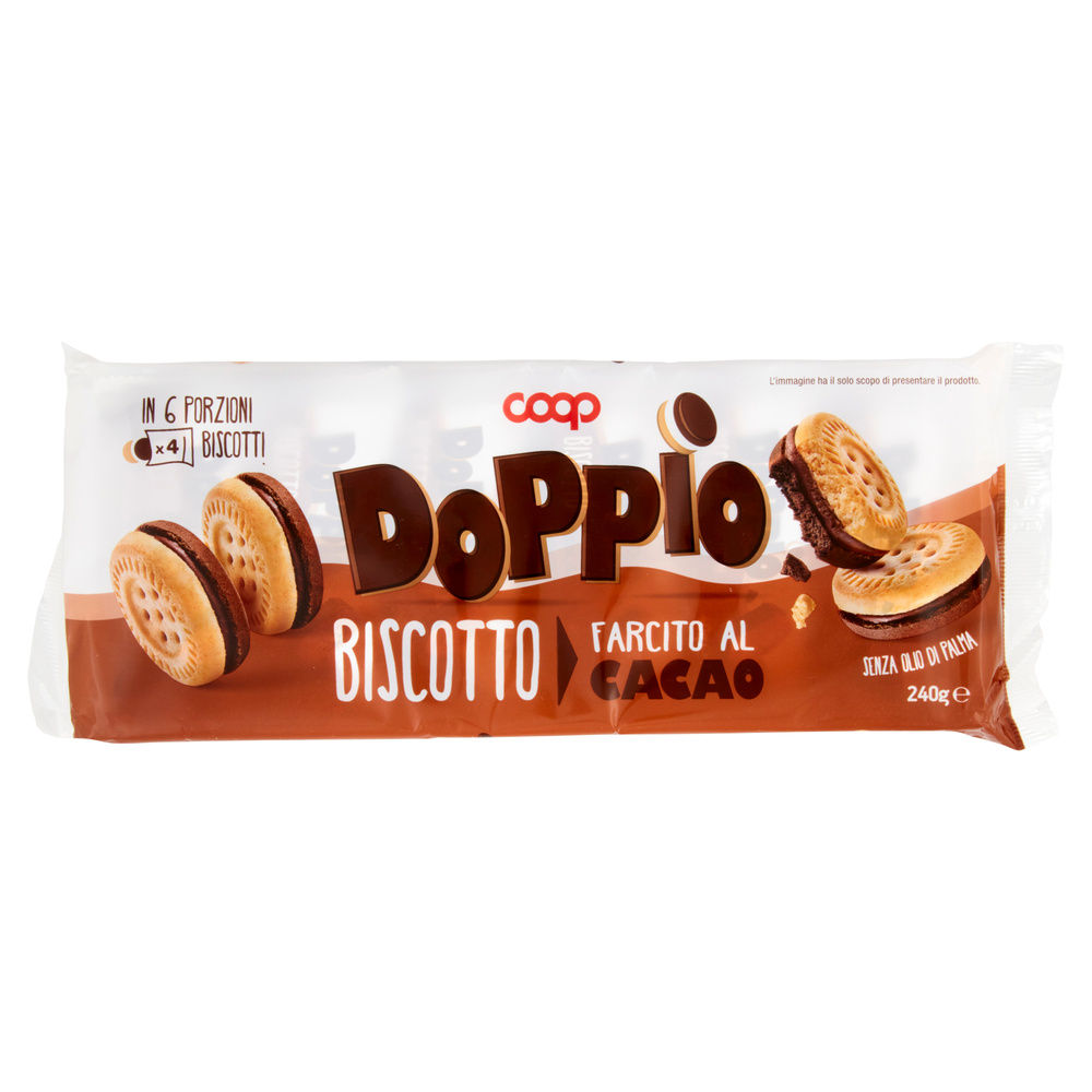 DOPPIO BISCOTTO FARCITO AL CACAO COOP MULTIPACK G 240  NO PALMA - 3