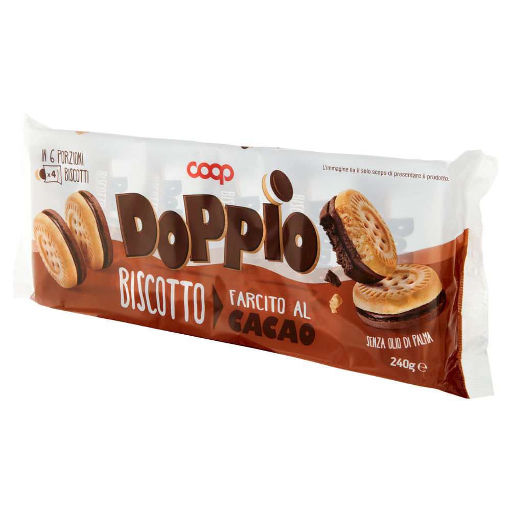 DOPPIO BISCOTTO FARCITO AL CACAO COOP MULTIPACK G 240  NO PALMA - 8