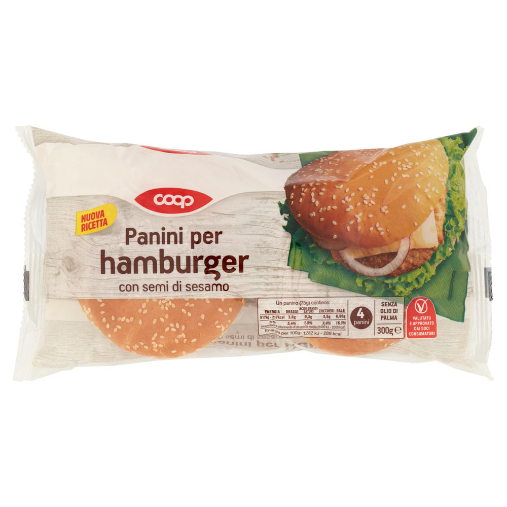 Panini per maxi hamburger con semi di sesamo coop sacchetto g 300