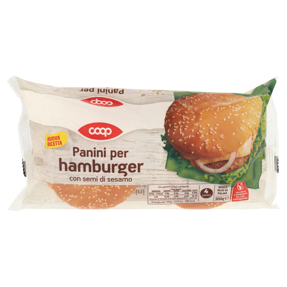 PANINI PER MAXI HAMBURGER CON SEMI DI SESAMO COOP SACCHETTO G 300 - 4