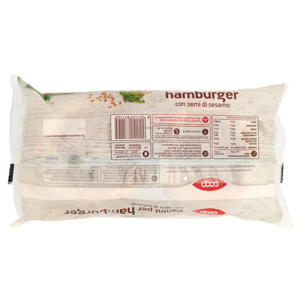 PANINI PER MAXI HAMBURGER CON SEMI DI SESAMO COOP SACCHETTO G 300 - 3