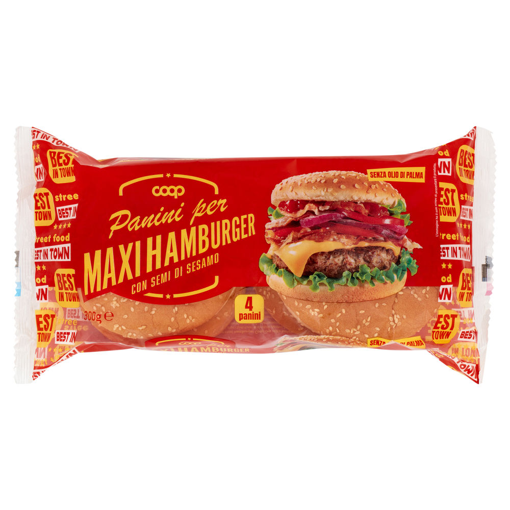 PANINI PER MAXI HAMBURGER CON SEMI DI SESAMO COOP SACCHETTO G 300 - 1