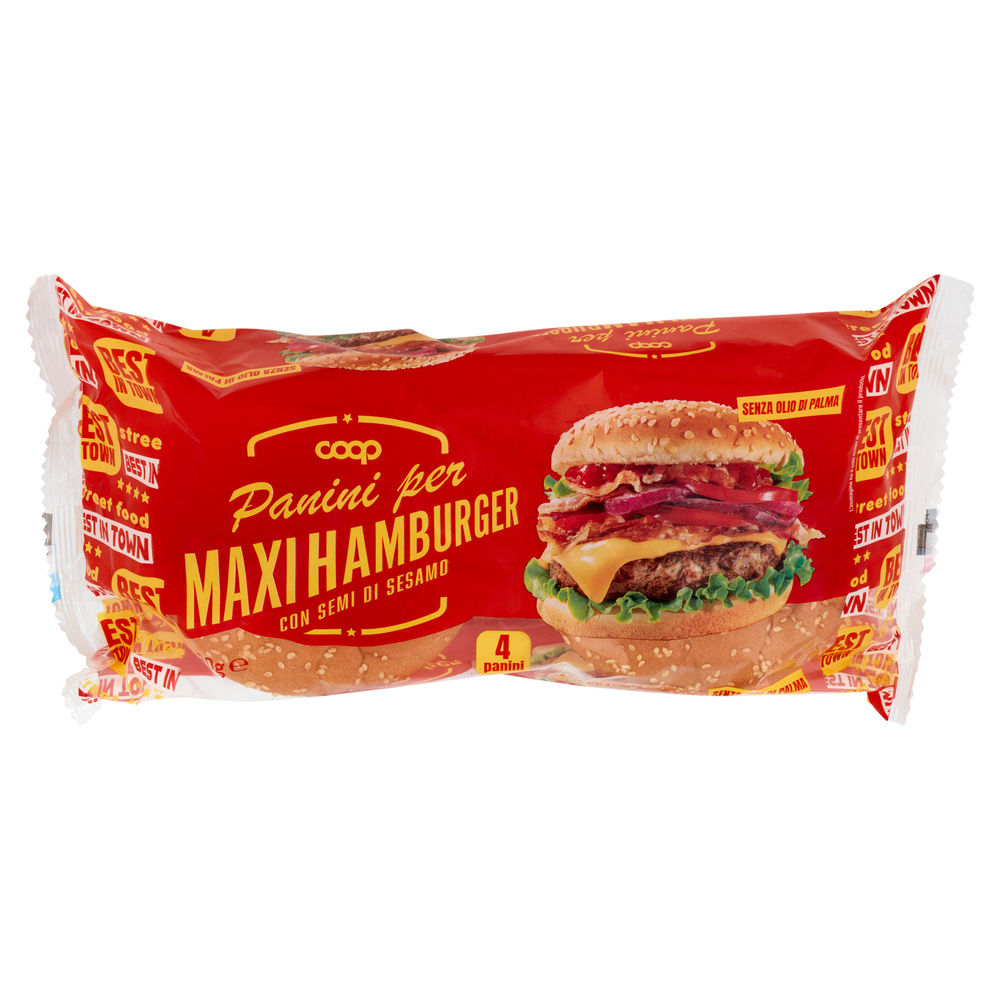 PANINI PER MAXI HAMBURGER CON SEMI DI SESAMO COOP SACCHETTO G 300 - 10