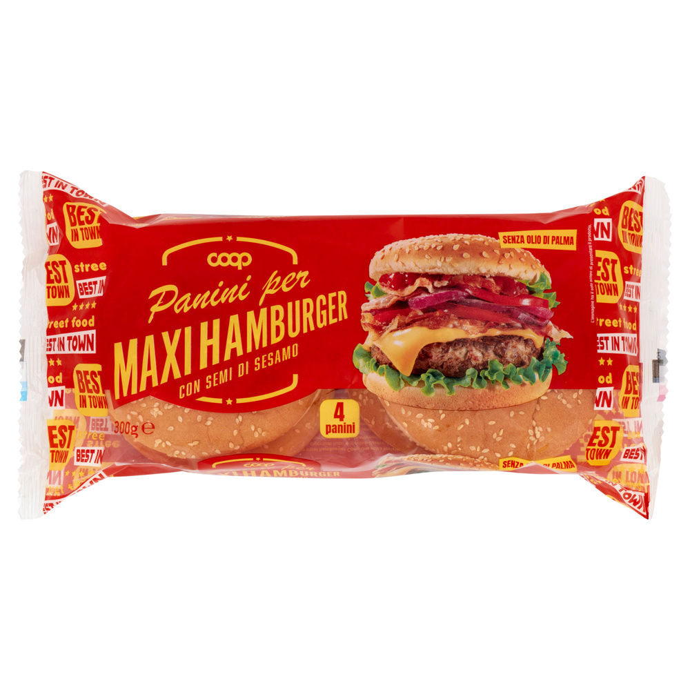 PANINI PER MAXI HAMBURGER CON SEMI DI SESAMO COOP SACCHETTO G 300 - 11