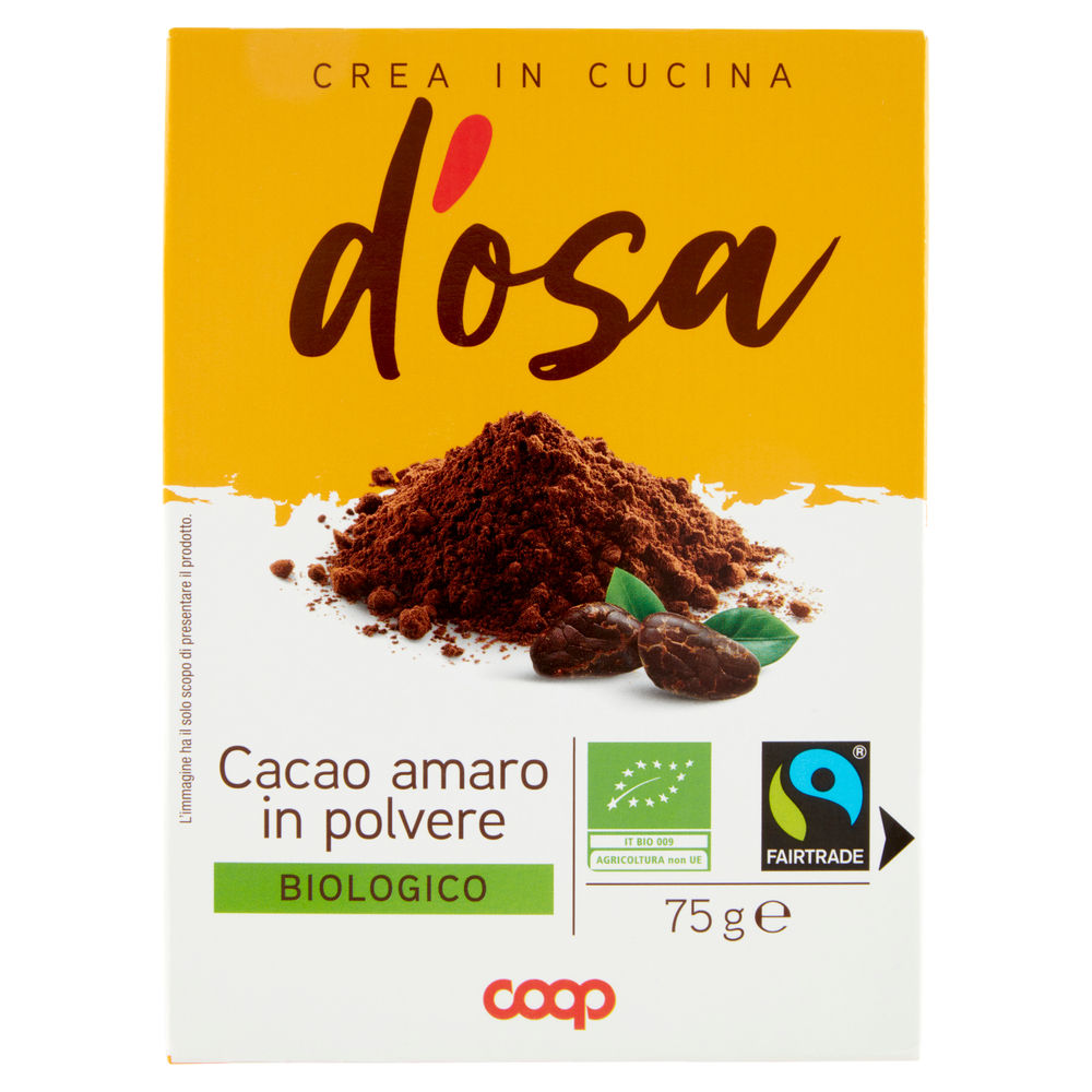 Cacao d'osa coop amaro bio fairtrade in polvere scatola g 75