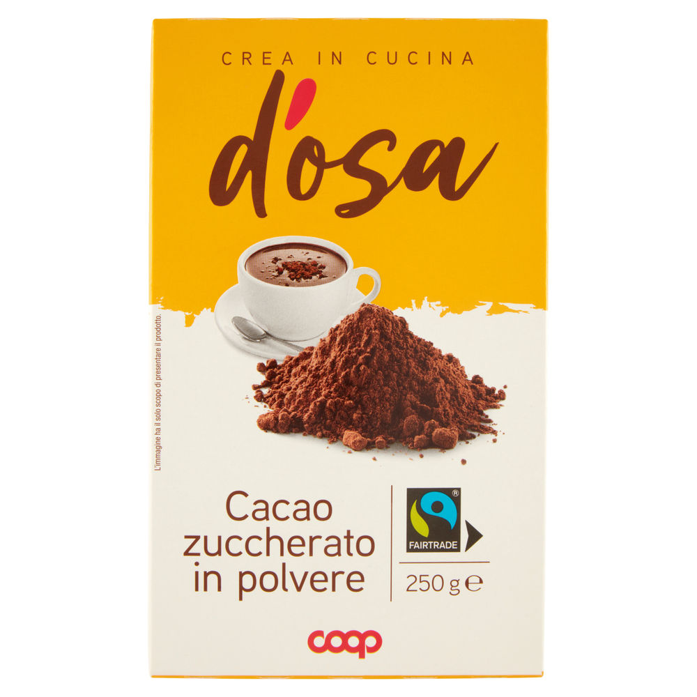 Cacao d'osa coop zuccherato fairtrade in polvere scatola g 250