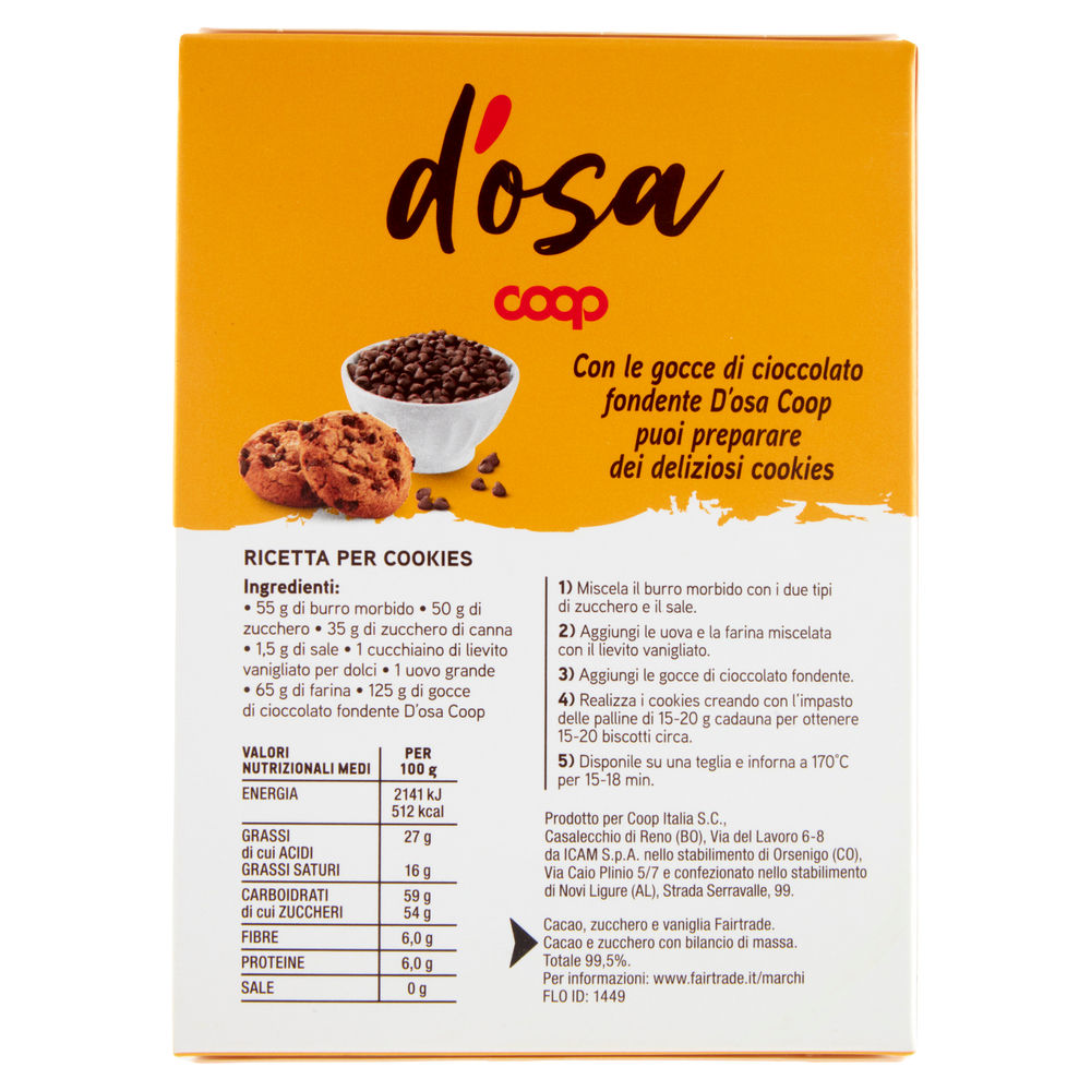 GOCCE DI CIOCCOLATO FONDENTE D'OSA COOP FAIRTRADE G125 - 1