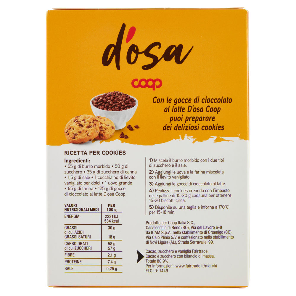 GOCCE DI CIOCCOLATO LATTE D'OSA COOP FAIRTRADE G125 - 1