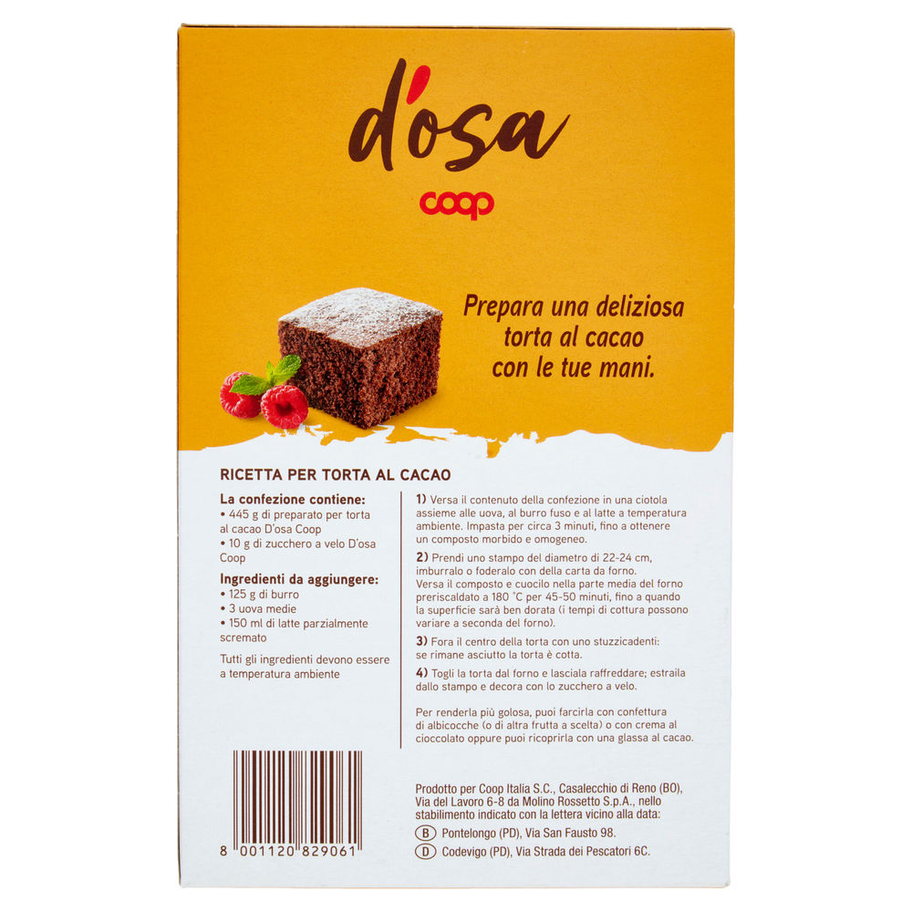 PREPARATO PER TORTA AL CACAO D'OSA COOP SCATOLA  G 455 - 1