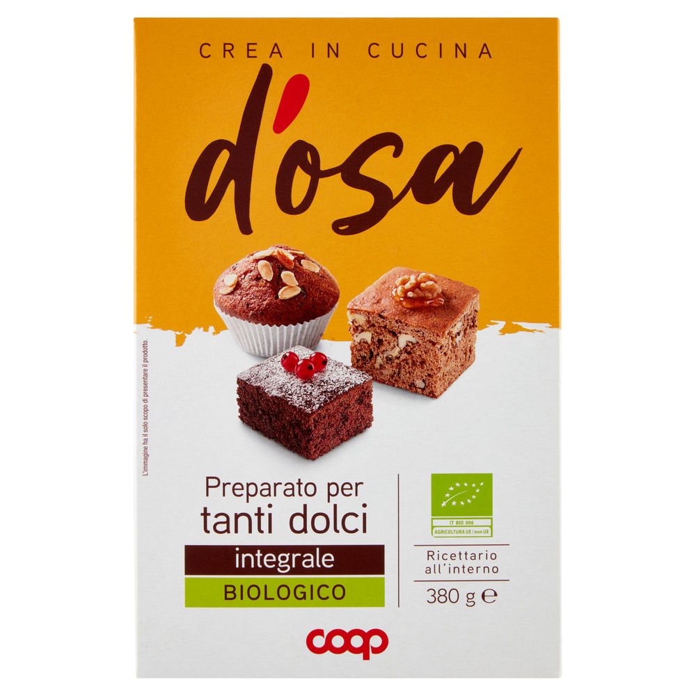 PREPARATO PER TANTI DOLCI INTEGRALE BIOLOGICO D'OSA COOP SCATOLA G 380 - 0