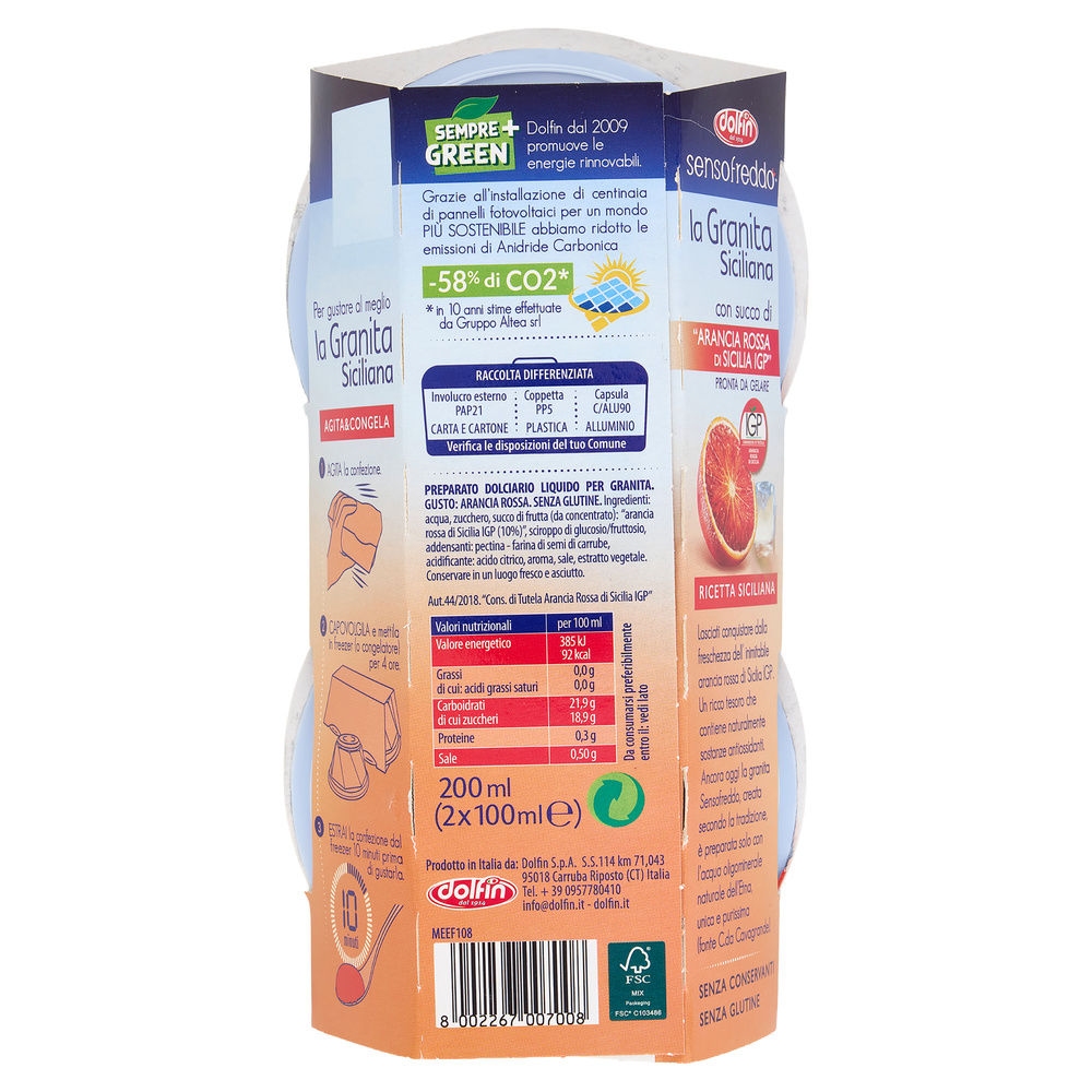 SENSO FREDDO GRANITA  ARANCIA ROSSA DI SICILIA DOLFIN ML 200 - 1