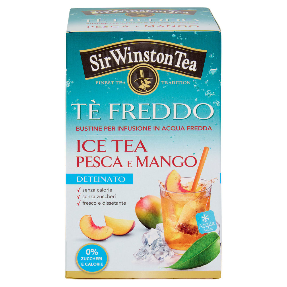 TÈ FREDDO NERO DETEINATO PESCA E MANGO SIR WINSTON TEA SCATOLA 18 FILTRI G 45 - 2