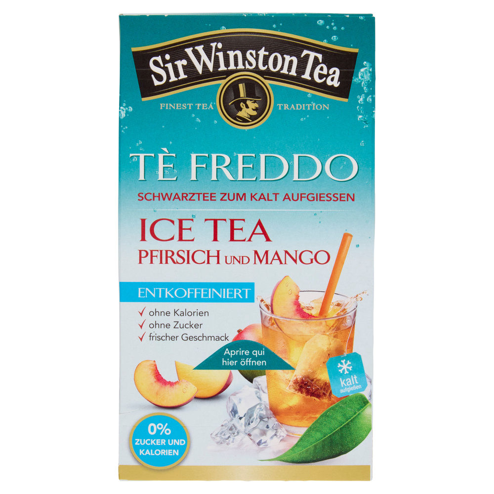 TÈ FREDDO NERO DETEINATO PESCA E MANGO SIR WINSTON TEA SCATOLA 18 FILTRI G 45 - 5