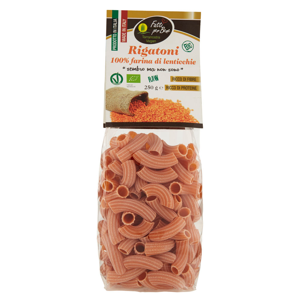 RIGATONI FARINA LENTICCHIE BIO VEGAN TERRA NOSTRA 250G - 0