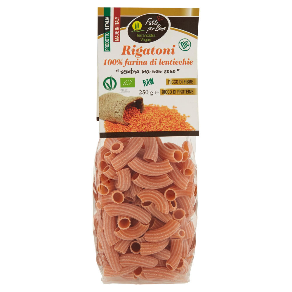 RIGATONI FARINA LENTICCHIE BIO VEGAN TERRA NOSTRA 250G - 2