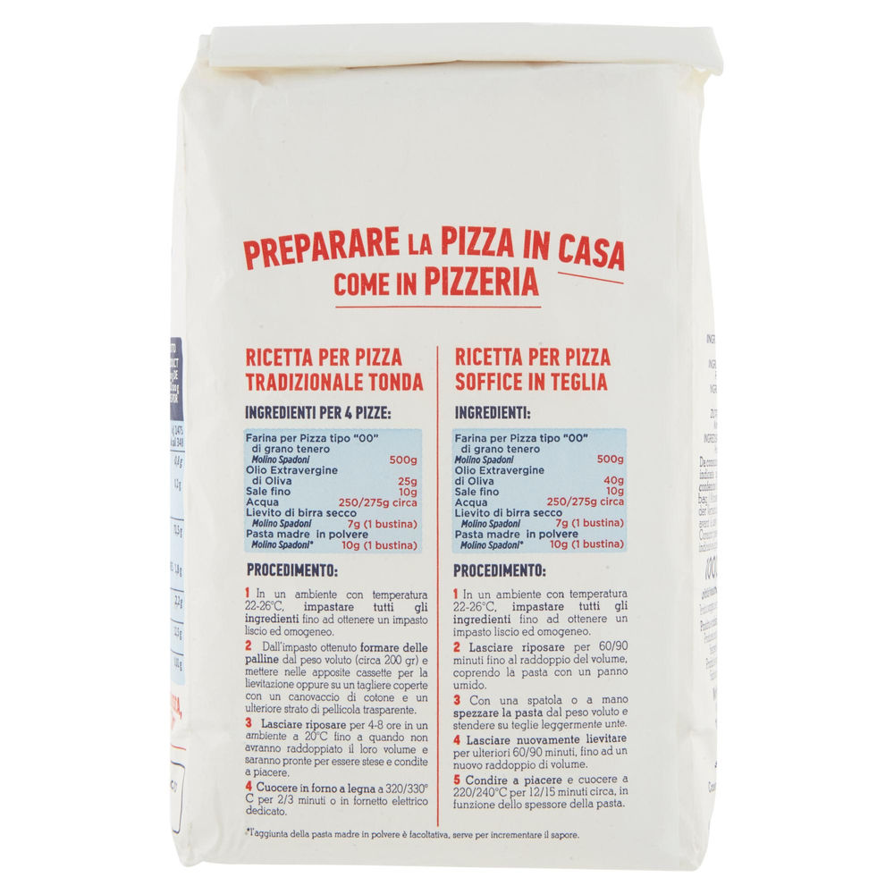 FARINA TIPO 00 PER PIZZA GRANO ITALIANO MOLINO SPADONI  SACCHETTO KG.1 - 1