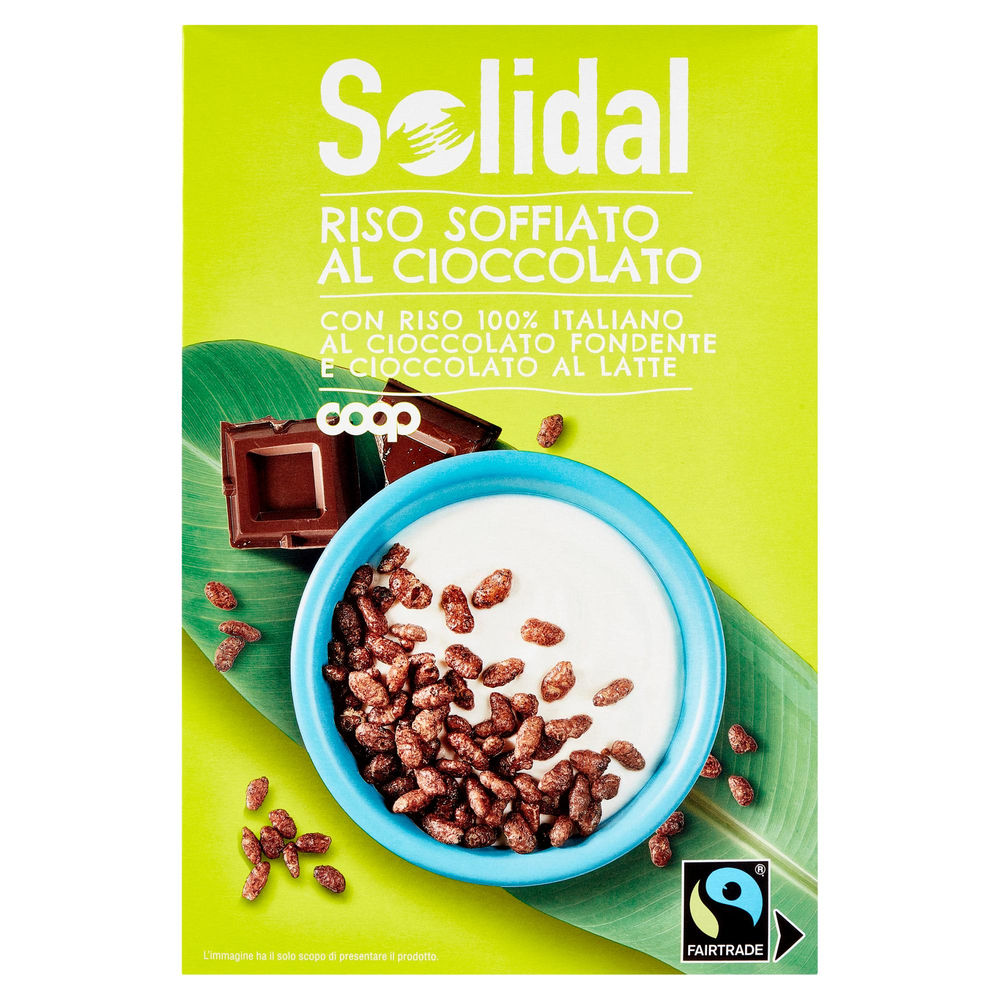 Riso soffiato al cioccolato solidal coop scatola g 375