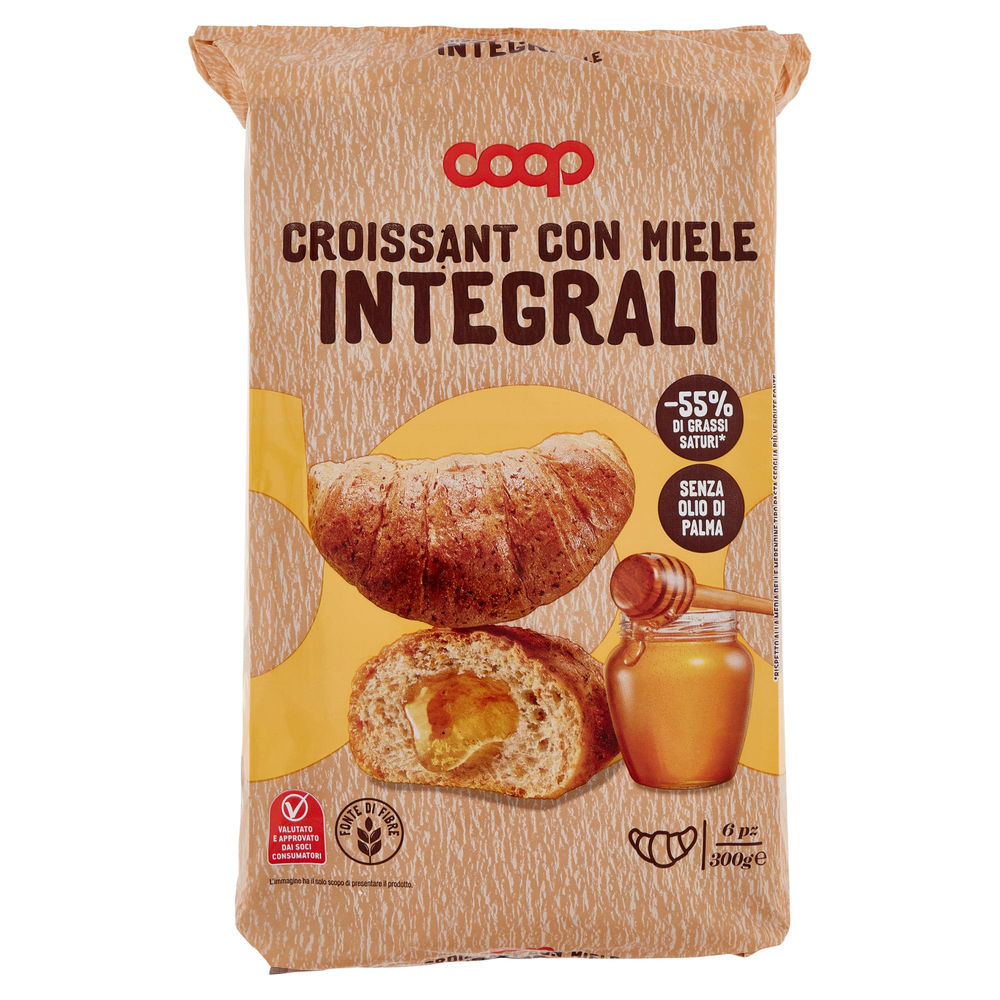 Merendine croissant coop integrale al miele no palma vaschetta pz.6 g 300