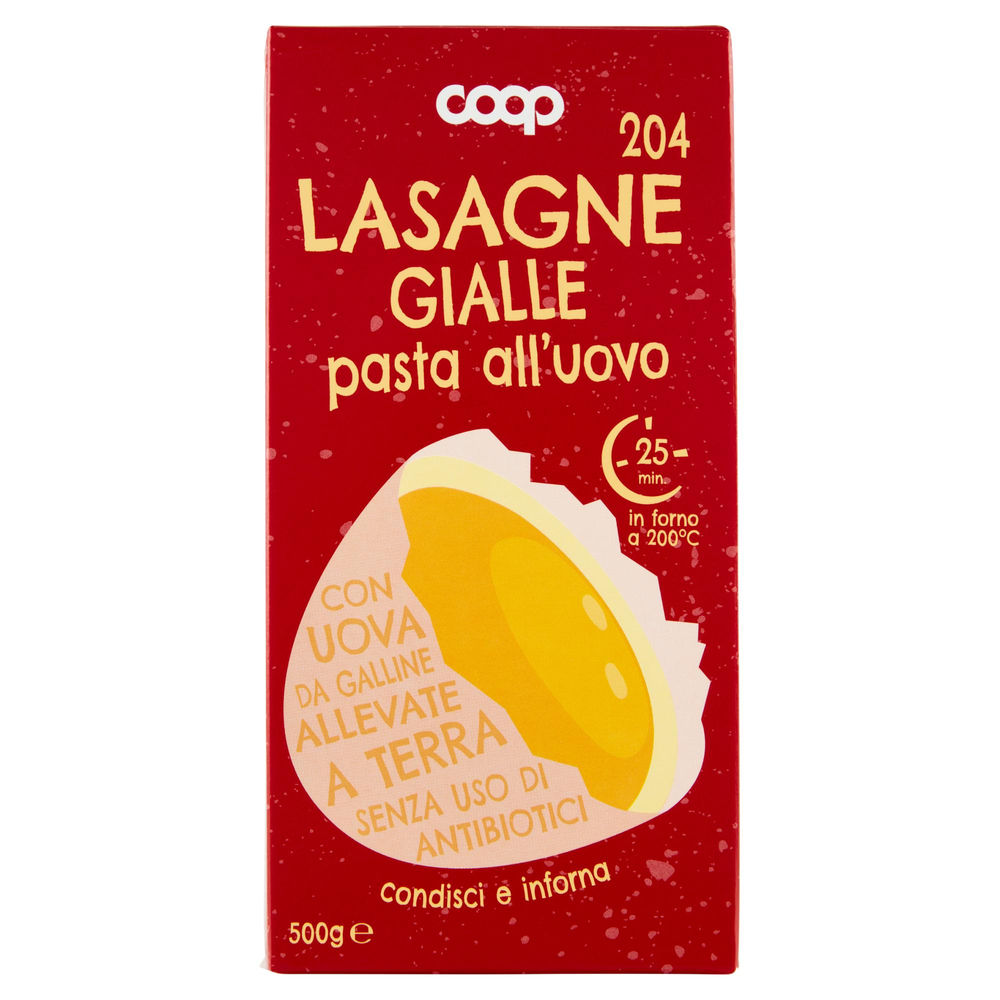 LASAGNE GIALLE ALL'UOVO SENZA USO DI ANTIBIOTICI COOP G 500 - 0