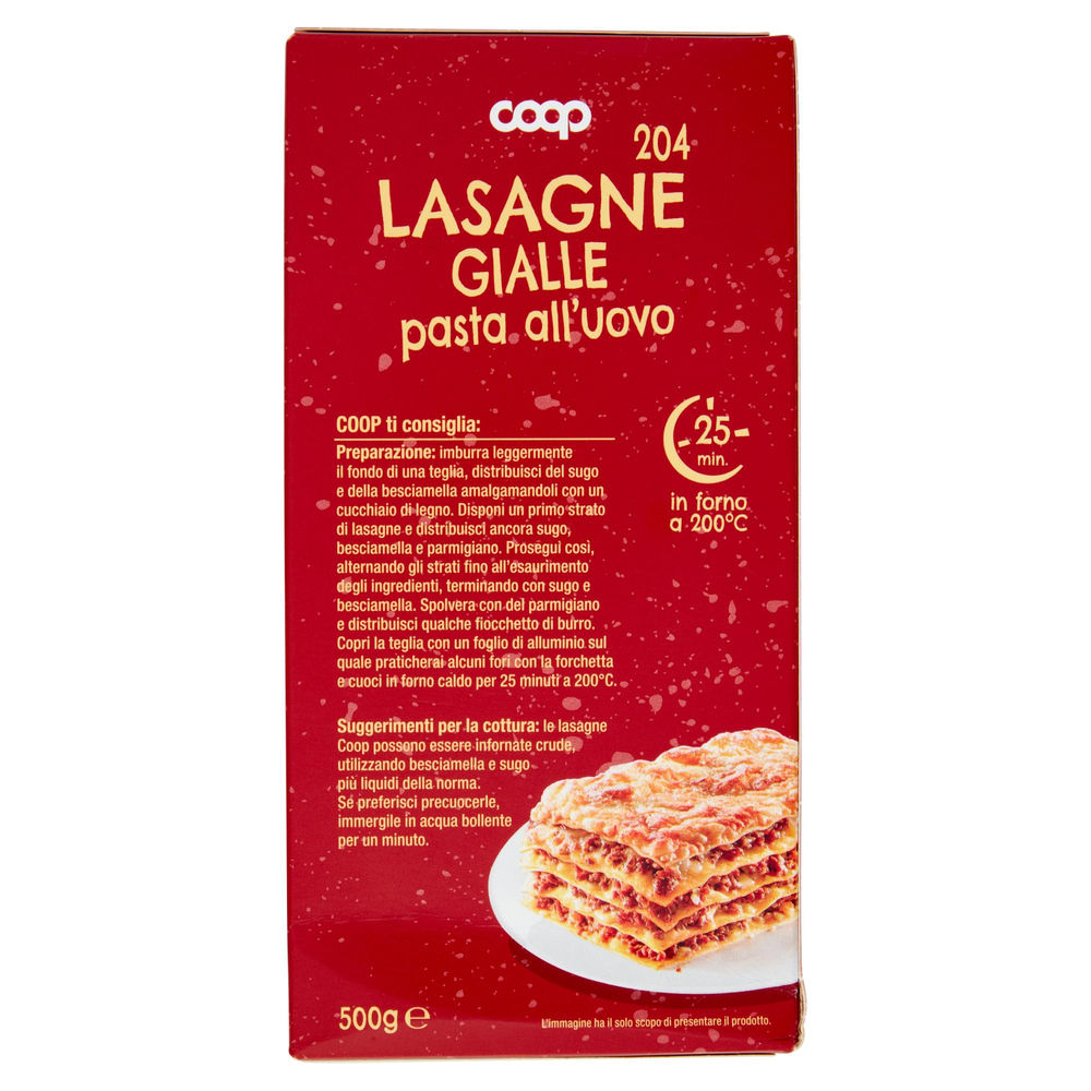 LASAGNE GIALLE ALL'UOVO SENZA USO DI ANTIBIOTICI COOP G 500 - 1