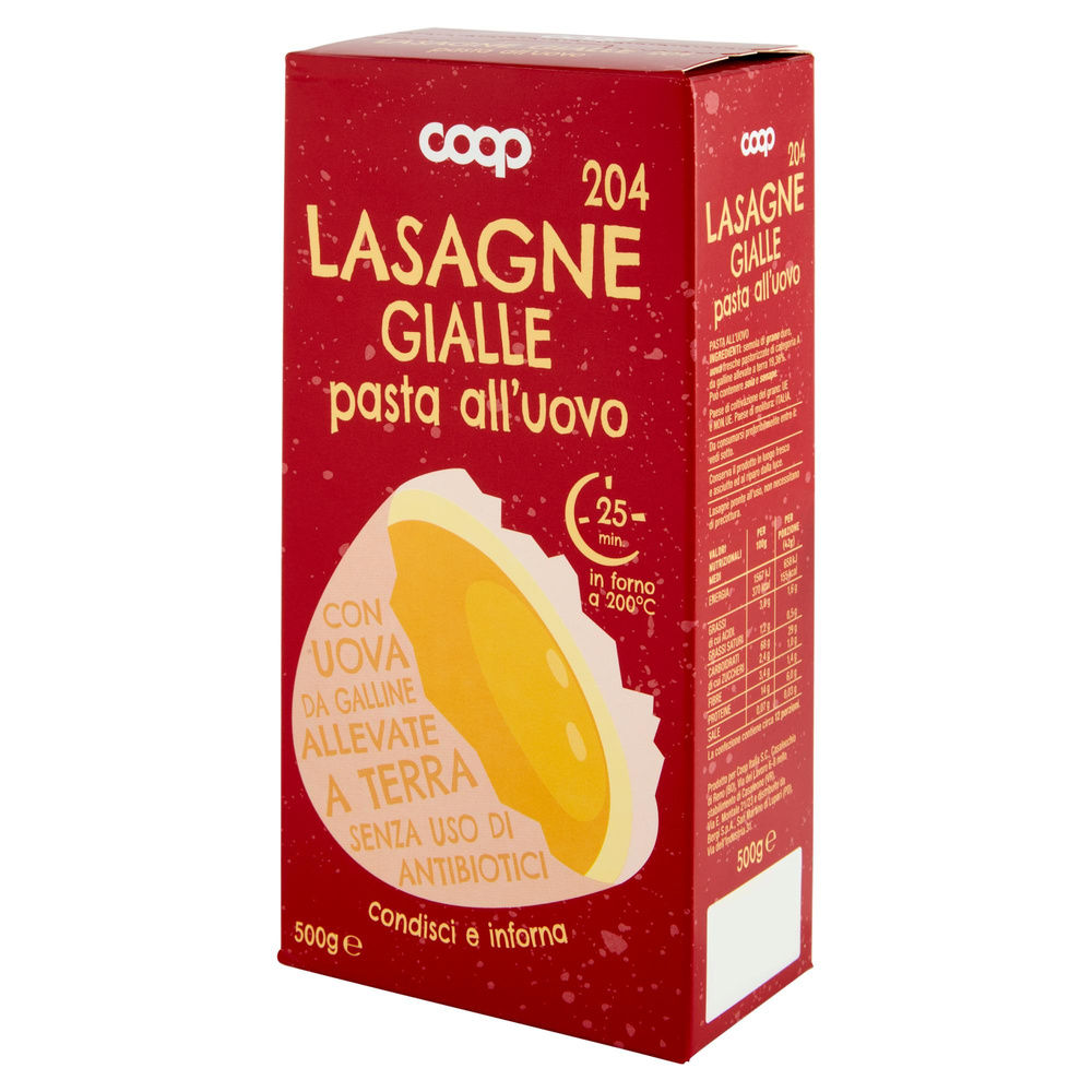 LASAGNE GIALLE ALL'UOVO SENZA USO DI ANTIBIOTICI COOP G 500 - 7