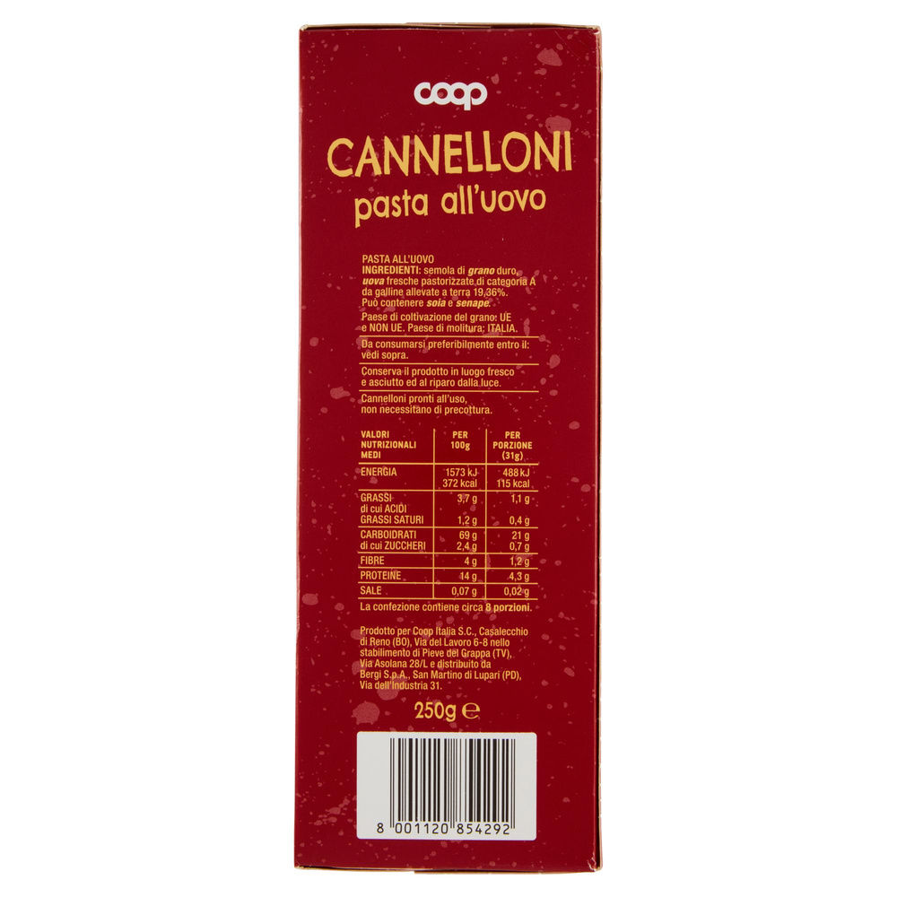 CANNELLONI ALL'UOVO SENZA USO ANTIBIOTICI COOP G250 - 6