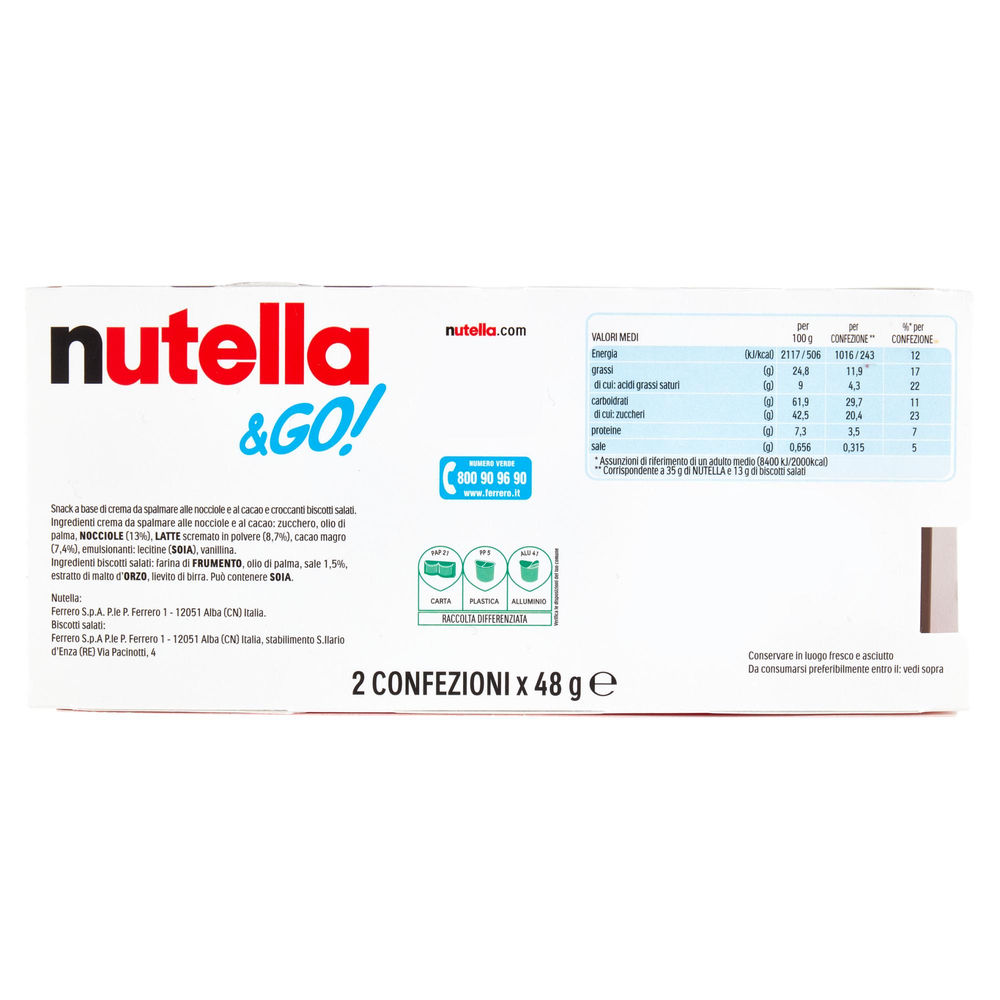 CREMA SPALMABILE NUT & GO NUTELLA+GRISSINI T2 FERRERO CONF G 96 - 1