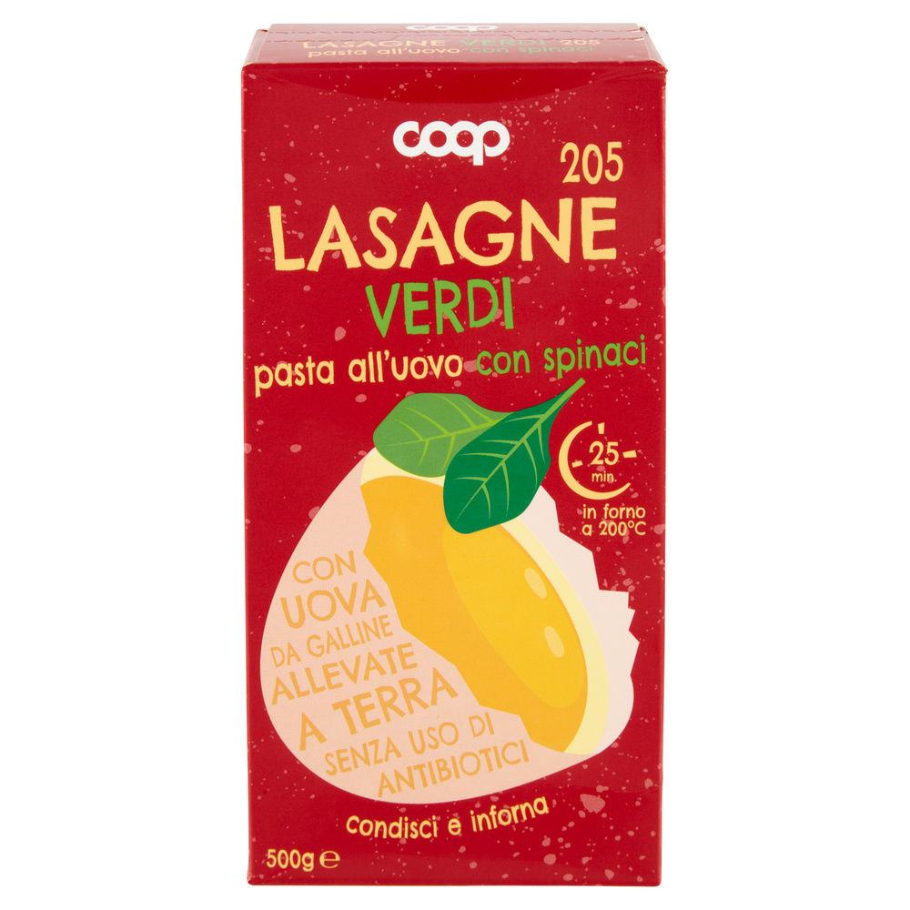 LASAGNE VERDI ALL'UOVO CON SPINACI SENZA USO ANTIBIOTICI COOP G 500 - 3