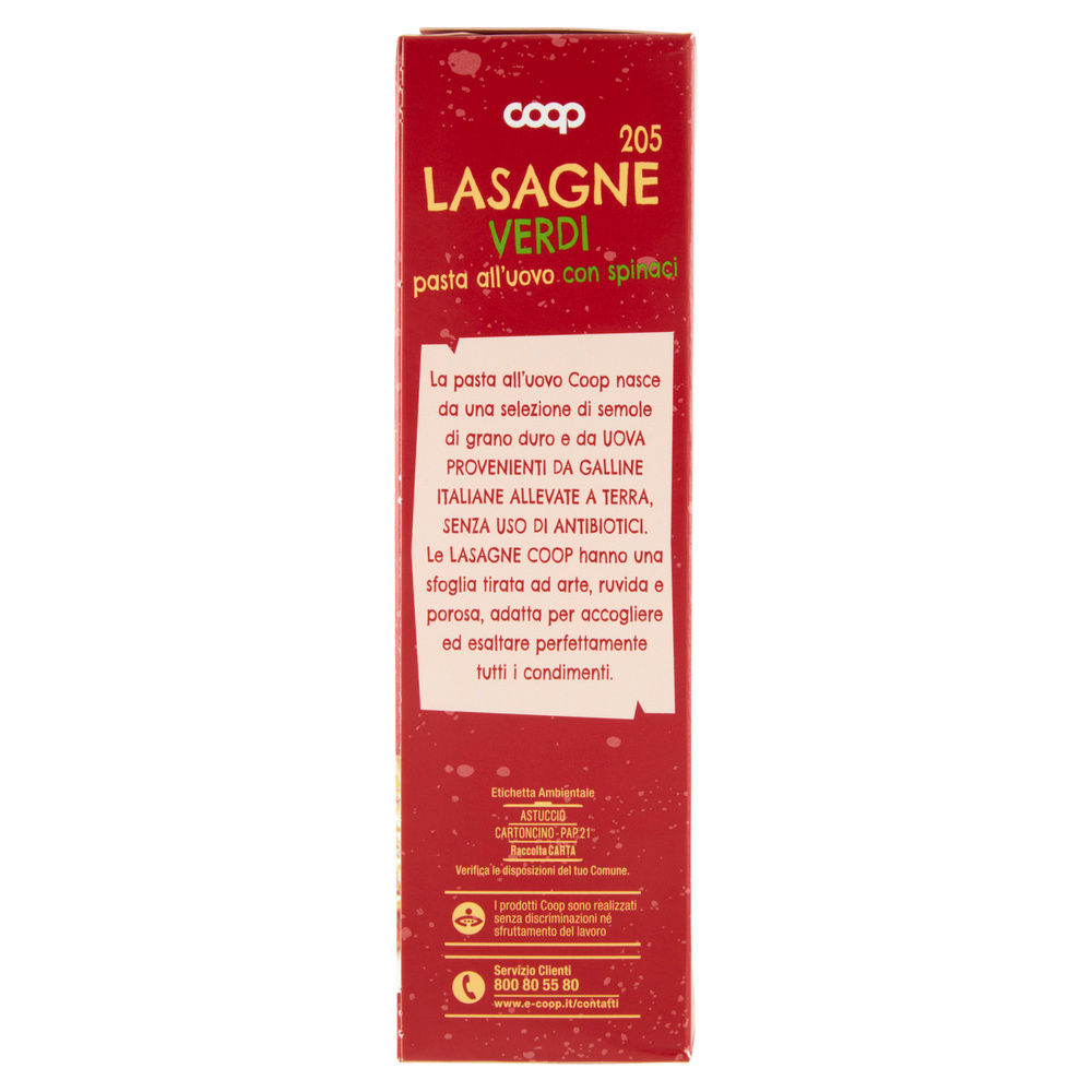 LASAGNE VERDI ALL'UOVO CON SPINACI SENZA USO ANTIBIOTICI COOP G 500 - 4