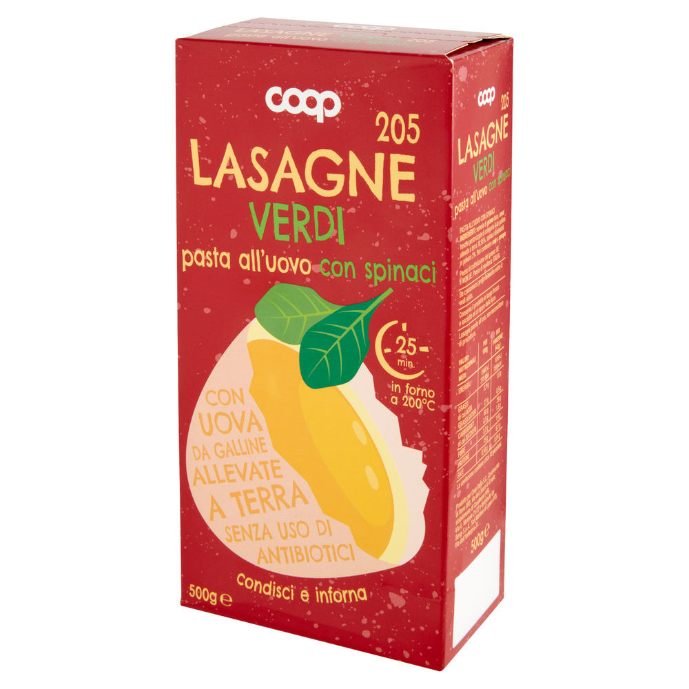 LASAGNE VERDI ALL'UOVO CON SPINACI SENZA USO ANTIBIOTICI COOP G 500 - 8