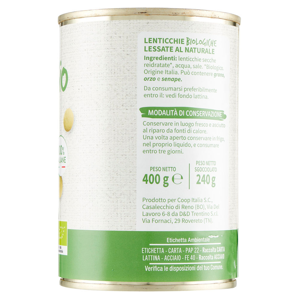 LENTICCHIE BIOLOGICHE VIVIVERDE COOP LATTINA G 400 SGOCC G 240 - 6