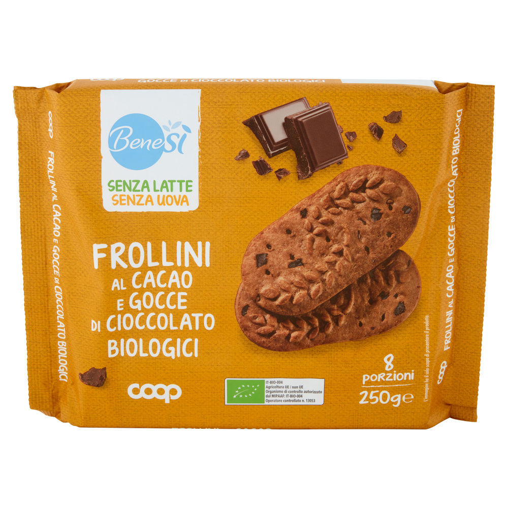 FROLLINI AL CACAO CON GOCCE DI CIOCC BIO SENZA LATTE E UOVA BENESI' COOP G 250 - 6