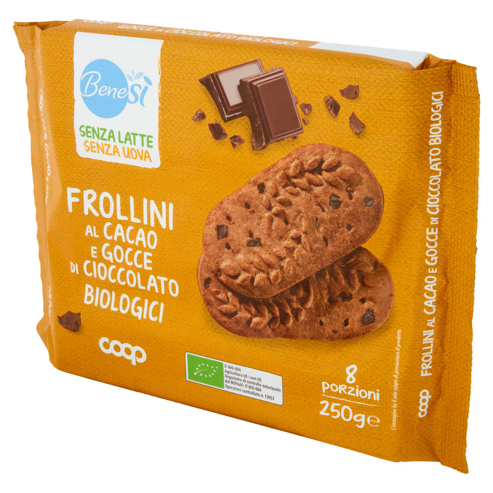 FROLLINI AL CACAO CON GOCCE DI CIOCC BIO SENZA LATTE E UOVA BENESI' COOP G 250 - 8