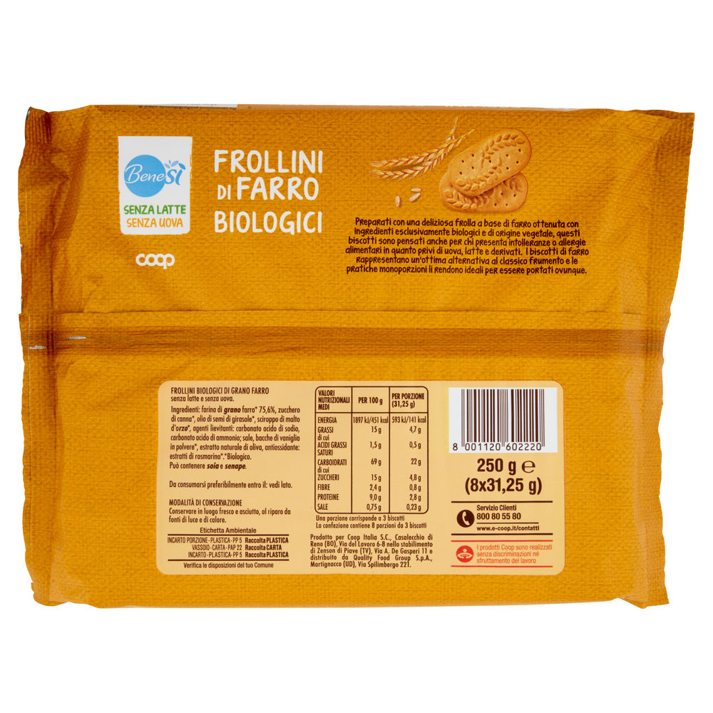 FROLLINI AL FARRO BIO SENZA LATTE E UOVA BENESI' COOP 250G - 1