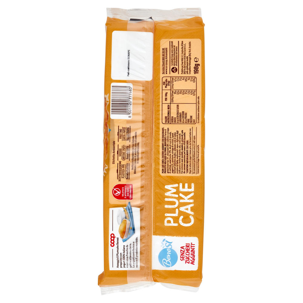 PLUM CAKE S/ZUCCHERO COOP BENESI' FLOW-PACK 6PZ G 198 - 1