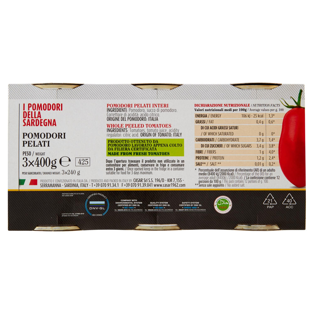 POMODORI PELATI I POMODORI DELLA SARDEGNA G400X3 - 1