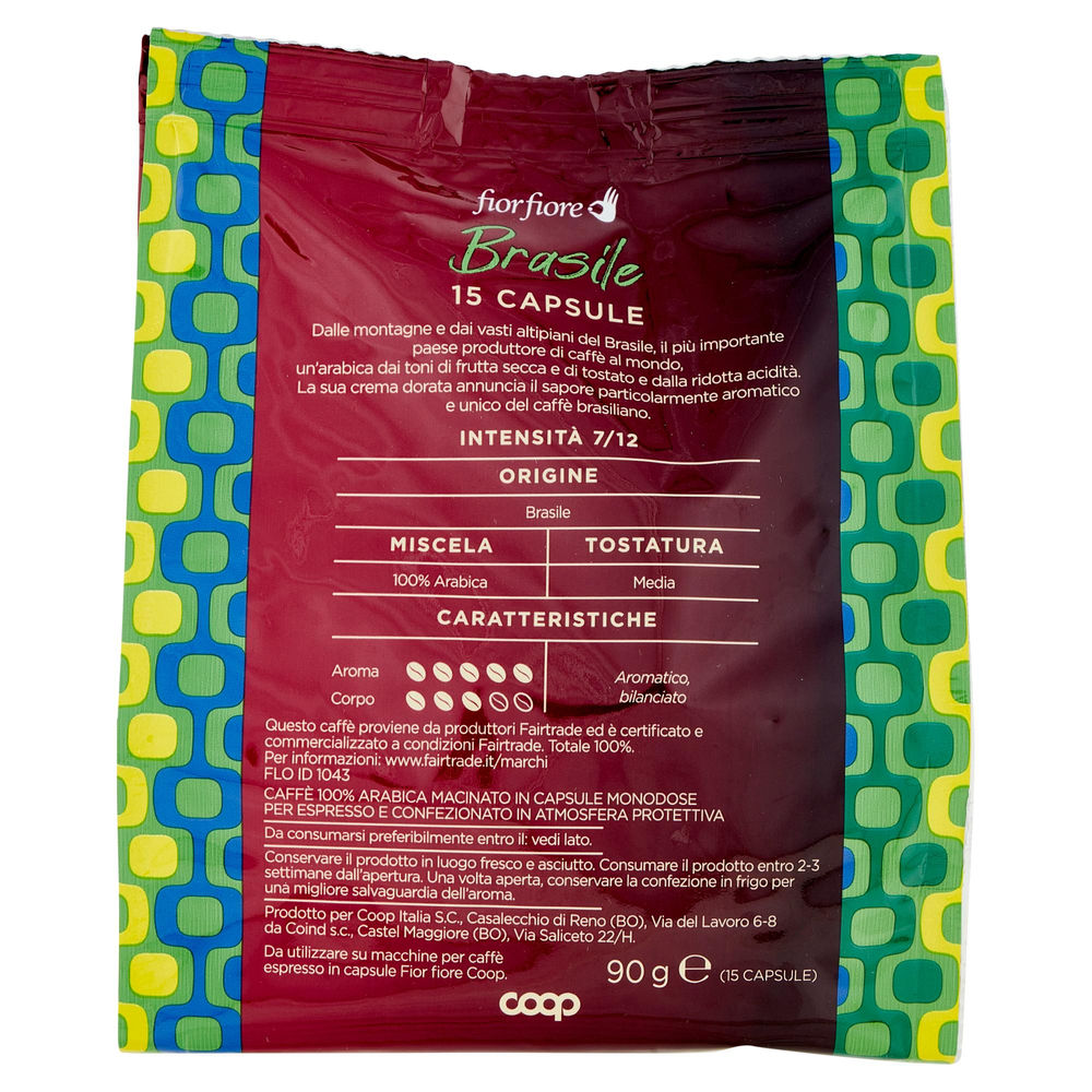 CAFFE' CPS COMPOSTABILI FIOR FIORE COOP ARABICA BRASILE FAIR TRADE PZ 15X6G G90 - 1