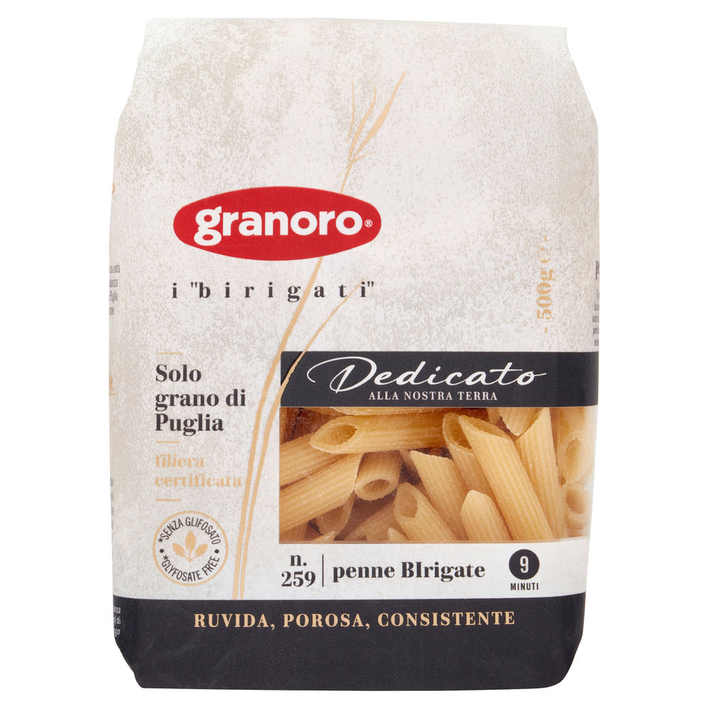 Penne rigate semola dedicato 100% puglia doppia rigatura granoro 500g