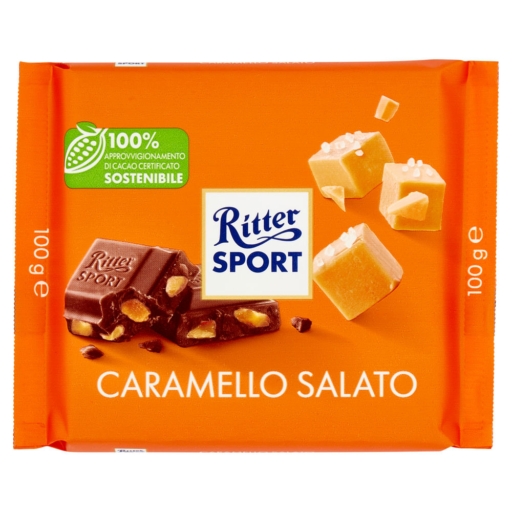 TAVOLETTA CIOCCOLATO CARAMELLO SALATO RITTER SPORT INCARTO G 100 - 0
